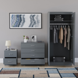 Vida Designs Riano Grey 3 Piece Bedroom Furniture Set - Wilko - thumbnail 4