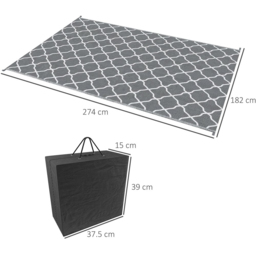 Outsunny Reversible Outdoor Rug Grey - Size: 16 x 38 x 41cm - Wilko - thumbnail 7