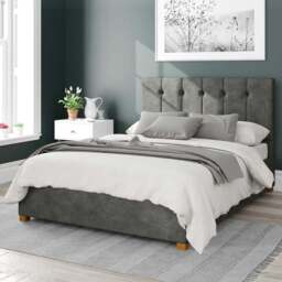 Aspire Hepburn Double Granite Kimiyo Linen Ottoman Bed - Grey - Aspire Beds - Wilko