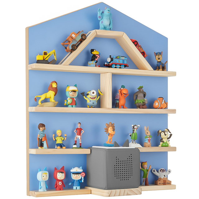 tectake Mylittle Story Blue House Design Wall Mounted Floating Shelf - Size: 60 x 50 x 15.5cm - Wilko - image 1