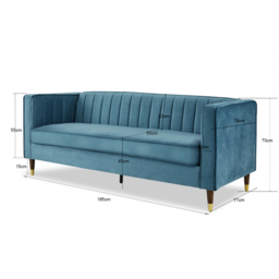 Home Detail Thomas 3 Seater Blue Velvet Sofa - Wilko - thumbnail 7