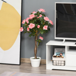 Outsunny Pink Flowers Rose Tree Artificial Plant In Pot 3ft - Multi - Wilko - thumbnail 3