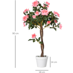 Outsunny Pink Flowers Rose Tree Artificial Plant In Pot 3ft - Multi - Wilko - thumbnail 4