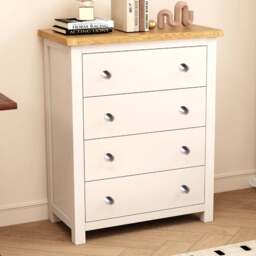 Cabinet Bits Maggiori 4 Drawer Off White Chrome Knob Chest of Drawers - Wilko