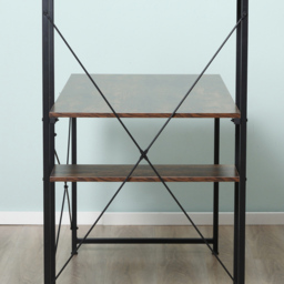 Portland Computer Desk 4 Tier Storage Rustic Brown & Black - Size: 120 x 64 x 121cm - Wilko - thumbnail 4