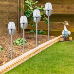 Garden Mile 4 Pack Flame Effect Solar Power LED Stake Light - Size: 30 x 15 x 15cm - Silver - Wilko - thumbnail 5