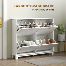 HOMCOM 4 Flip Down Drawer White Narrow Shoe Cabinet - Size: 87 x 23.5 cm x 119.5 cm - Wilko - thumbnail 7