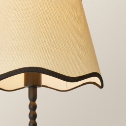 ValueLights Maeve Scallop Black Trim Drum Shade Bobbin Table Lamp and LED Bulb - Size: 37.3 x 25 x 25cm - Wilko - thumbnail 4