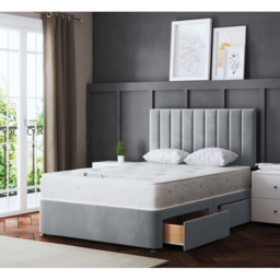 DS Living Amelia Small Single Silver Upholstered Panel Divan Bed with 2 Drawer - Wilko - thumbnail 6