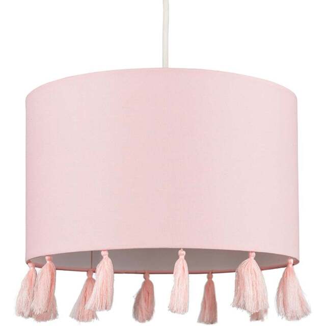ValueLights Vivian Dusky Pink Tassel Pendant Lamp Shade - Size: 24 x 30 x 30cm - Wilko - image 1