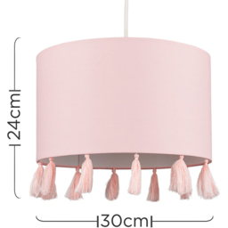 ValueLights Vivian Dusky Pink Tassel Pendant Lamp Shade - Size: 24 x 30 x 30cm - Wilko - thumbnail 6