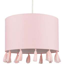 ValueLights Vivian Dusky Pink Tassel Pendant Lamp Shade - Size: 24 x 30 x 30cm - Wilko