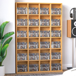 Portland Wooden CD and DVD Storage Shelf Unit - Size: 89 x 20 x 130.5cm - Brown - Wilko - thumbnail 1