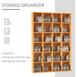 Portland Wooden CD and DVD Storage Shelf Unit - Size: 89 x 20 x 130.5cm - Brown - Wilko - thumbnail 6
