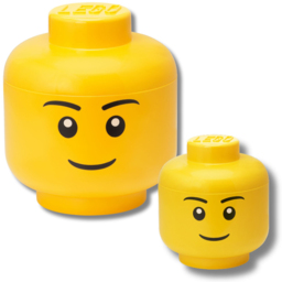 LEGO Set of 2 Boy Face Storage Head - Size: 24 x 24 x 27cm - Yellow - Wilko - thumbnail 3