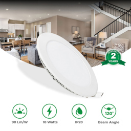 ENER-J 18W 6000K Recessed Round LED Mini Panel Downlight - Size: 23 x 27.5 x 27.5cm - White - Wilko - thumbnail 5