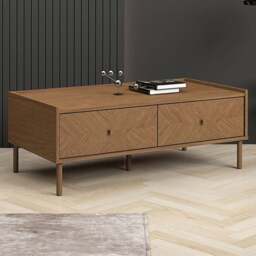 Kudl Summer 2 Drawer Light Oak Coffee Table - Size: 40.3 x 105 x 61cm - Brown - Wilko - thumbnail 1