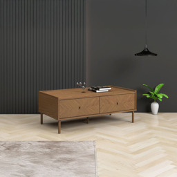 Kudl Summer 2 Drawer Light Oak Coffee Table - Size: 40.3 x 105 x 61cm - Brown - Wilko - thumbnail 4