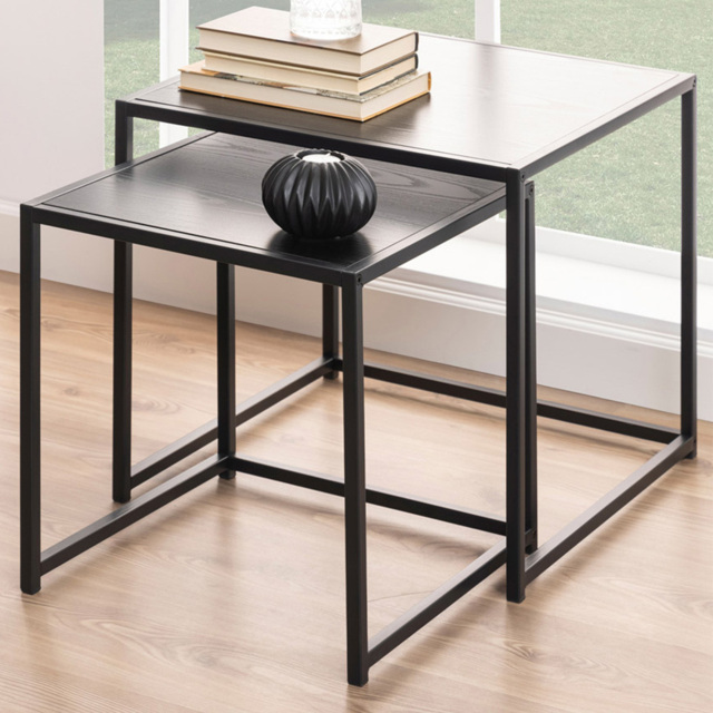 Florence Seaford Ash Black Nest of Tables Set of 2 - Furniture To Go - Wilko - image 1