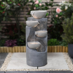 Garden Gear 4 Bowl Cascading LED Water Feature - Size: 43 x 44 x 112cm - Grey - Wilko - thumbnail 3