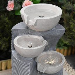 Garden Gear 4 Bowl Cascading LED Water Feature - Size: 43 x 44 x 112cm - Grey - Wilko - thumbnail 5