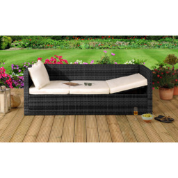Brooklyn 3 Seater Black Rattan Sun Lounger Storage Sofa - Size: 100 x 100 x 74cm - Wilko - thumbnail 3