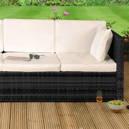 Brooklyn 3 Seater Black Rattan Sun Lounger Storage Sofa - Size: 100 x 100 x 74cm - Wilko - thumbnail 4
