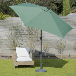 GardenKraft Dark Green 6 Ribs Crank and Tilt Parasol 2.7m - Wilko - thumbnail 3