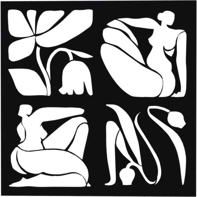 Decortie Aitus Abstract Nude Female Design Black Metal Wall Art - Size: 45 x 45 x 1.2cm - Wilko - image 1