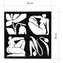 Decortie Aitus Abstract Nude Female Design Black Metal Wall Art - Size: 45 x 45 x 1.2cm - Wilko - thumbnail 6