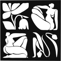 Decortie Aitus Abstract Nude Female Design Black Metal Wall Art - Size: 45 x 45 x 1.2cm - Wilko - thumbnail 1