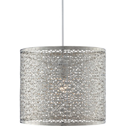 Lighting Collection Chrome Cut Out Pattern Cylinder Shade - Size: 22 x 25.5 x 25.5cm - Silver - Wilko - thumbnail 4