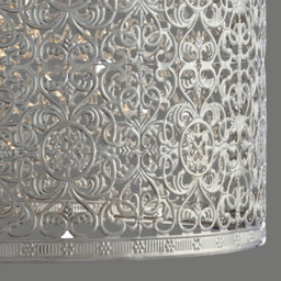 Lighting Collection Chrome Cut Out Pattern Cylinder Shade - Size: 22 x 25.5 x 25.5cm - Silver - Wilko - thumbnail 5