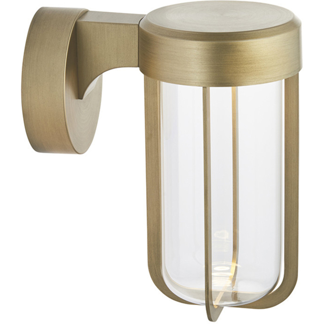 Merano Benevento Clear Glass Shade Brushed Gold LED Outdoor Wall Lamp - Size: 18 x 11 x 20.8cm - Wilko - image 1