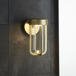 Merano Benevento Clear Glass Shade Brushed Gold LED Outdoor Wall Lamp - Size: 18 x 11 x 20.8cm - Wilko - thumbnail 3