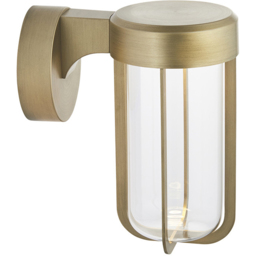Merano Benevento Clear Glass Shade Brushed Gold LED Outdoor Wall Lamp - Size: 18 x 11 x 20.8cm - Wilko