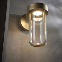 Merano Benevento Clear Glass Shade Brushed Gold LED Outdoor Wall Lamp - Size: 18 x 11 x 20.8cm - Wilko - thumbnail 4