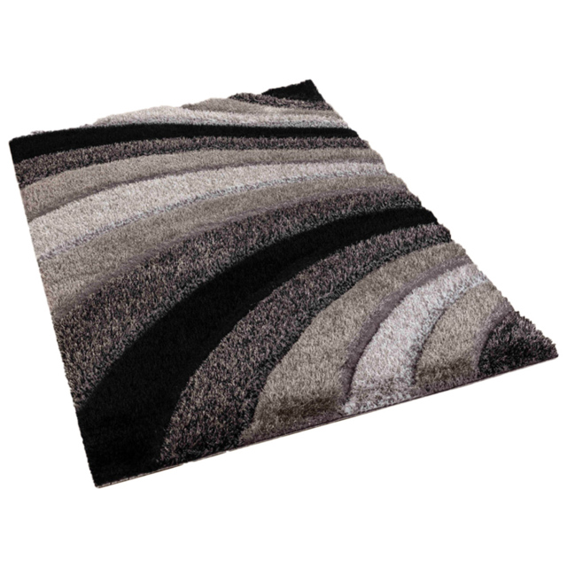 Desire Rug Modern Grey Waves Shimmer Soft Shaggy Area Rug 200 x 290cm - Desire Rugs - Wilko - image 1