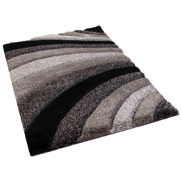 Desire Rug Modern Grey Waves Shimmer Soft Shaggy Area Rug 200 x 290cm - Desire Rugs - Wilko - thumbnail 1