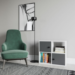 Decorotika Tuttle 2 Door 2 Open Shelf White and Anthracite Bookcase - Size: 62.6 x 72 x 25cm - Multi - Wilko - thumbnail 5