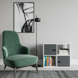 Decorotika Tuttle 2 Door 2 Open Shelf White and Anthracite Bookcase - Size: 62.6 x 72 x 25cm - Multi - Wilko - thumbnail 4