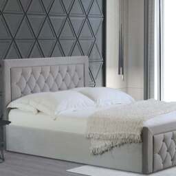 Mia Super King Grey Faux Brushed Velvet Ottoman Bed - Wilko