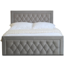 Mia Super King Grey Faux Brushed Velvet Ottoman Bed - Wilko - thumbnail 4