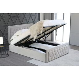 Mia Super King Grey Faux Brushed Velvet Ottoman Bed - Wilko - thumbnail 7