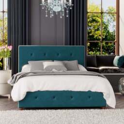 Laurence Llewelyn-Bowen Hesper King Size Emerald Plush Velvet Ottoman Bed - Green - Wilko - thumbnail 1