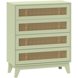 HOMCOM 4 Drawer Light Green Rattan Chest of Drawers - Wilko - thumbnail 3