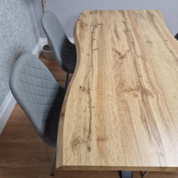 Portland 4 Seater Gem Pattern Faux Leather Wooden Tabletop Dining Set Grey - Wilko - thumbnail 3