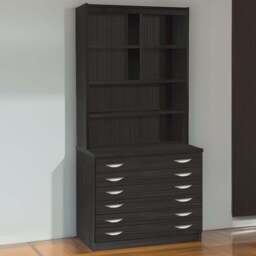 R White Cabinets 6 Drawer 6 Shelf Black A2 Plan Chest of Drawers with Hutch - Wilko - thumbnail 1
