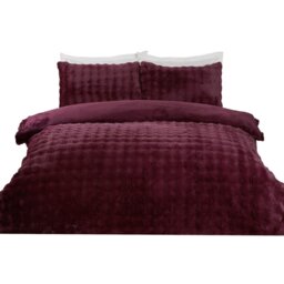 Aurora Soft Faux Fur Duvet Set Berry King - Wilko - thumbnail 3