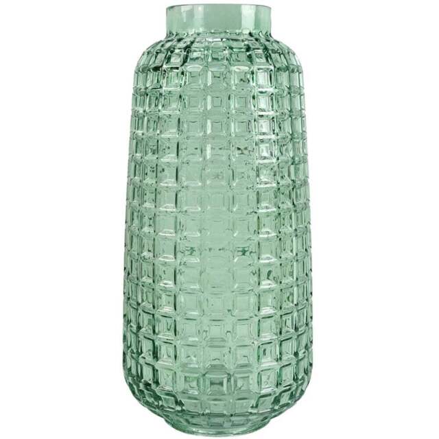 Botanik Green Cube Embossed Glass Vase 30cm - Size: 30 x 12 x 12cm - Wilko - image 1